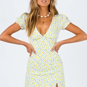 Princess Polly Yellow and White Mini Dress